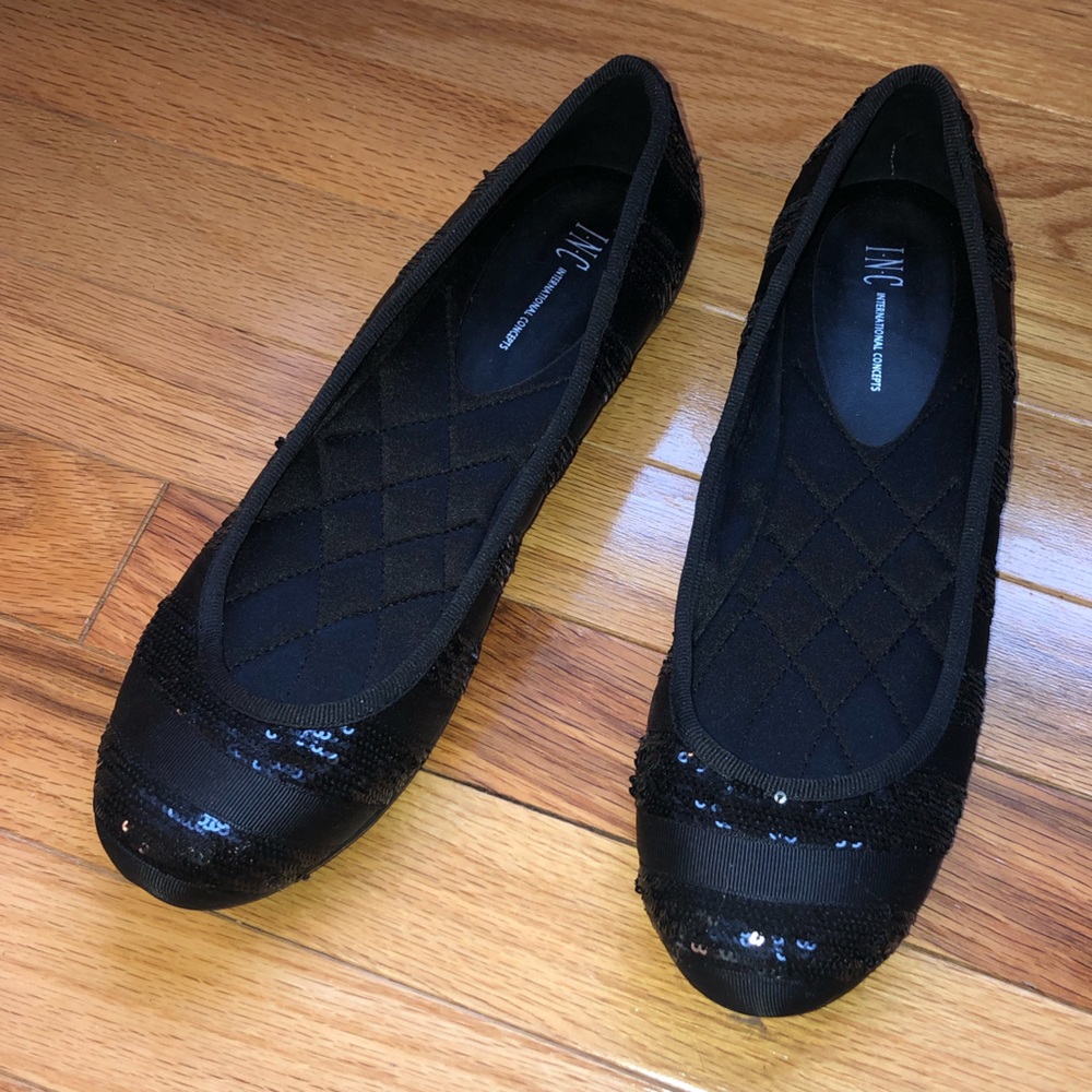 Black Sequined Flats